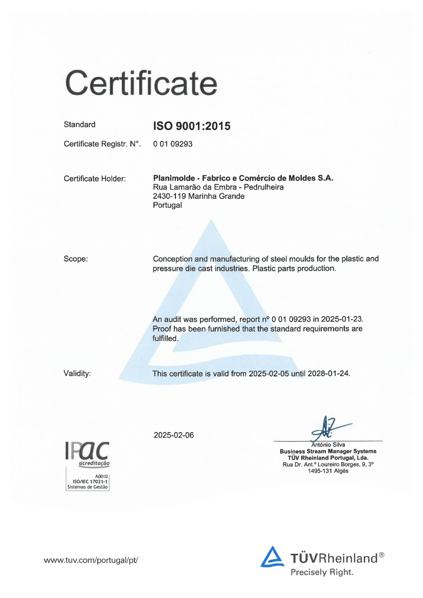 Certificado ISO9001 EN 2025